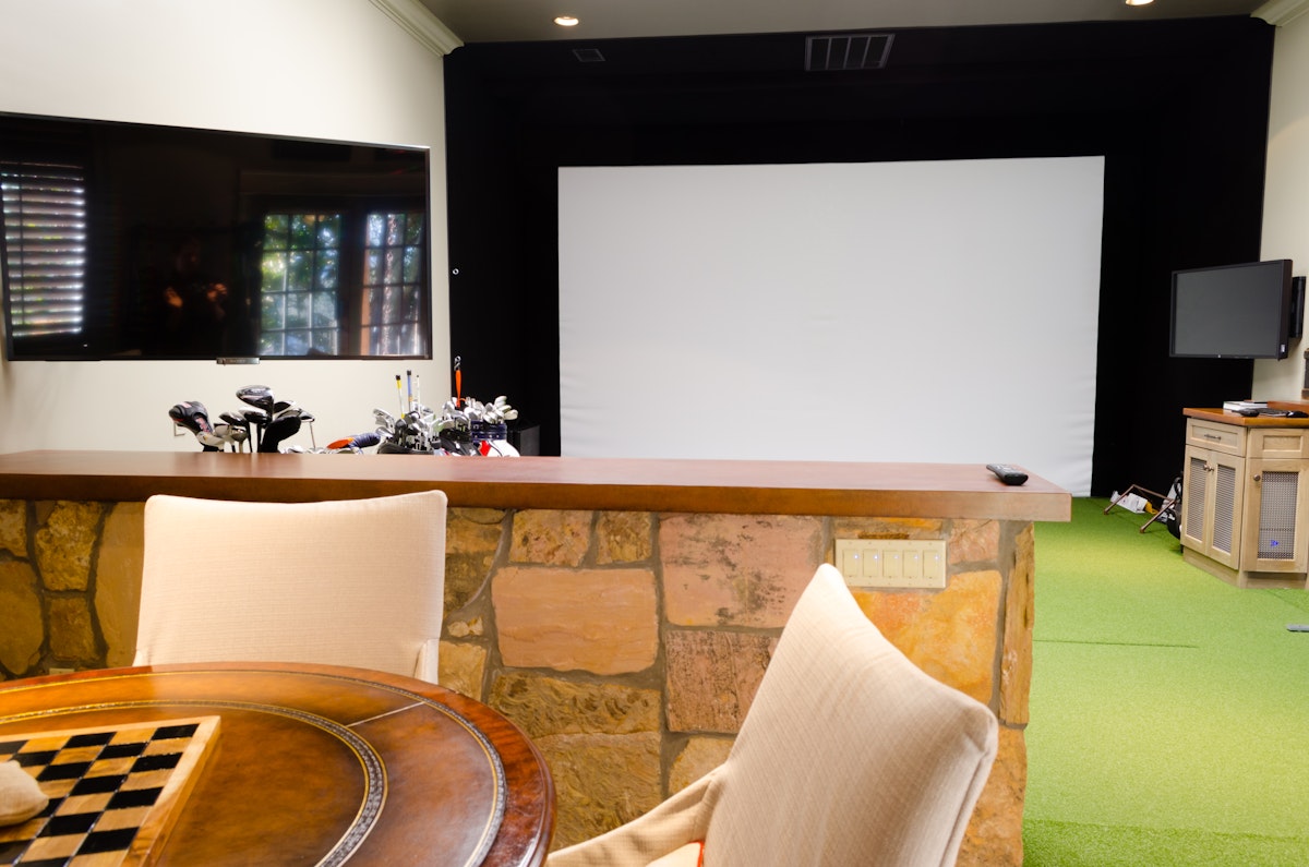 man cave with projector